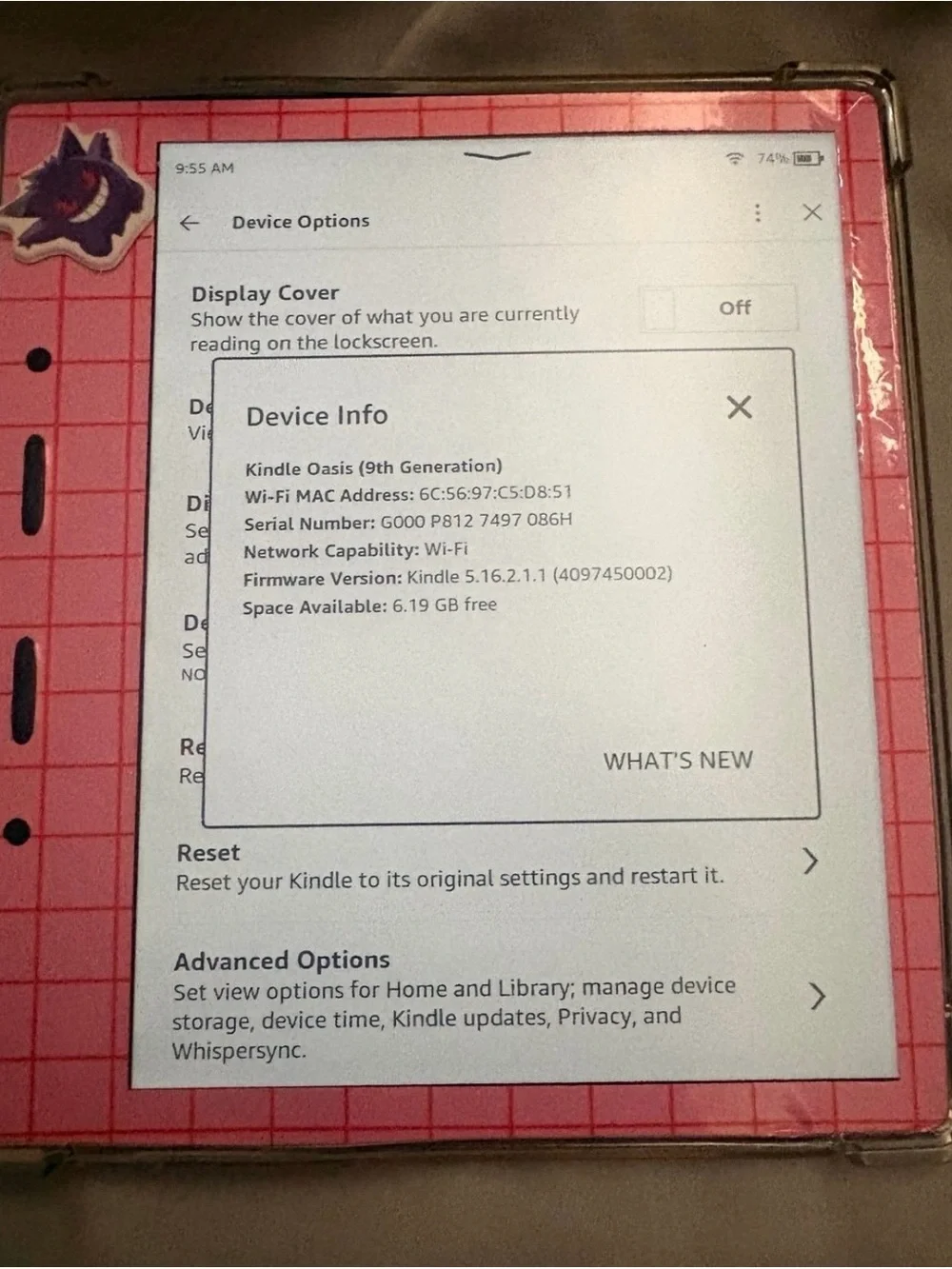 Amazon eBook Reader with Pink Grid Case